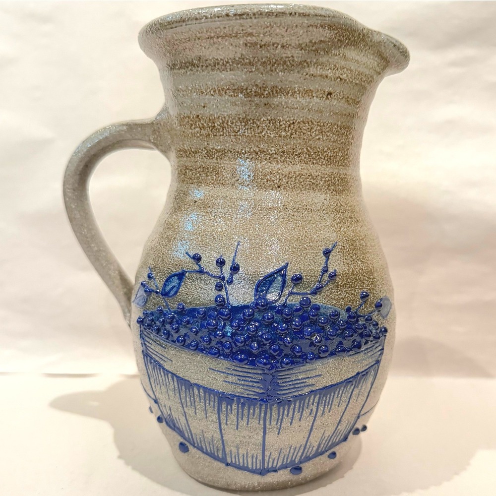 Salmon Falls‎ Stoneware Early Pre-Logo Blueberry Basket Pitcher Signed D Carter